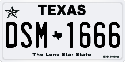 TX license plate DSM1666