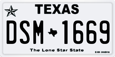 TX license plate DSM1669