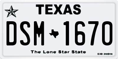 TX license plate DSM1670