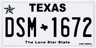 TX license plate DSM1672