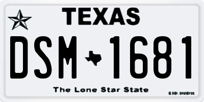 TX license plate DSM1681