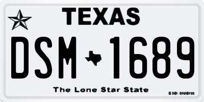 TX license plate DSM1689