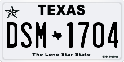 TX license plate DSM1704