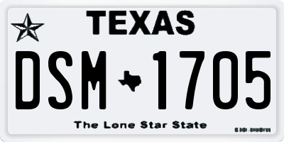 TX license plate DSM1705