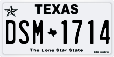 TX license plate DSM1714