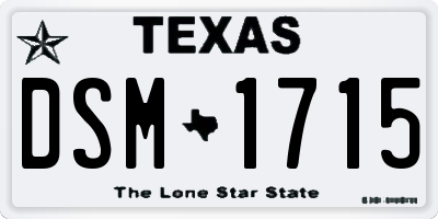 TX license plate DSM1715