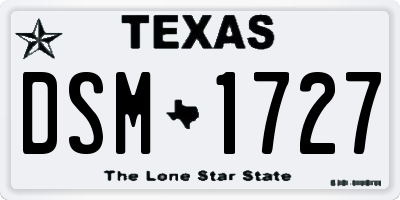 TX license plate DSM1727