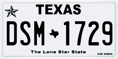 TX license plate DSM1729