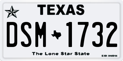 TX license plate DSM1732