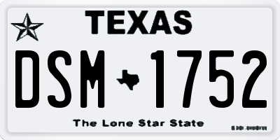 TX license plate DSM1752