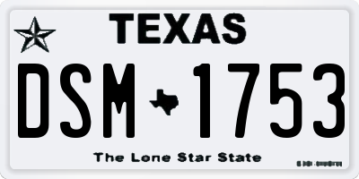 TX license plate DSM1753