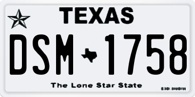 TX license plate DSM1758