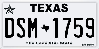 TX license plate DSM1759