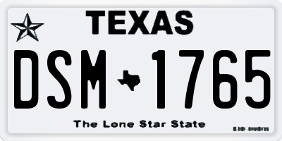 TX license plate DSM1765