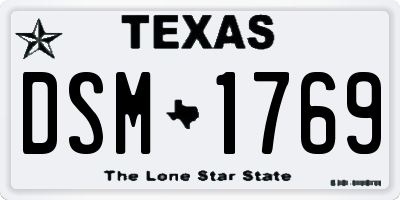 TX license plate DSM1769