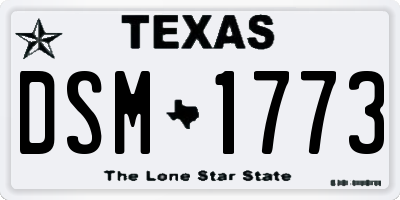 TX license plate DSM1773