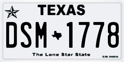 TX license plate DSM1778