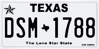 TX license plate DSM1788