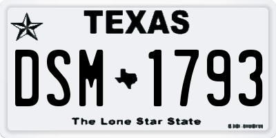 TX license plate DSM1793