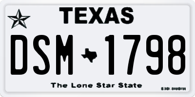 TX license plate DSM1798