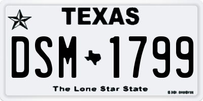 TX license plate DSM1799