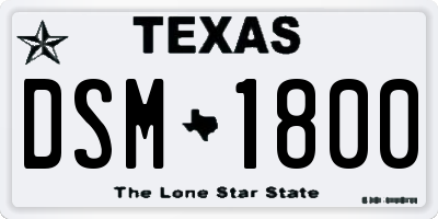 TX license plate DSM1800