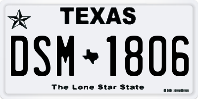 TX license plate DSM1806