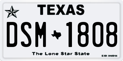 TX license plate DSM1808