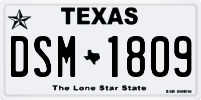 TX license plate DSM1809