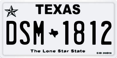 TX license plate DSM1812