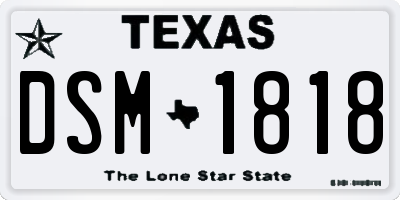 TX license plate DSM1818