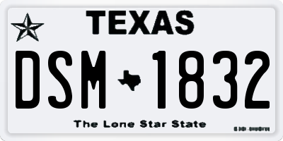 TX license plate DSM1832