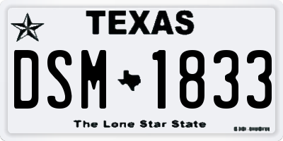 TX license plate DSM1833