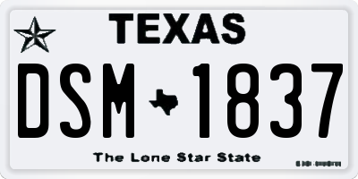 TX license plate DSM1837