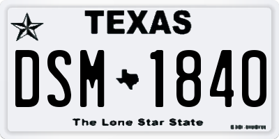 TX license plate DSM1840