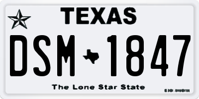 TX license plate DSM1847