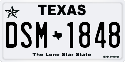 TX license plate DSM1848