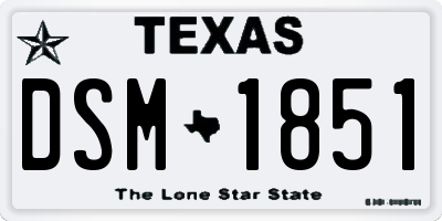 TX license plate DSM1851