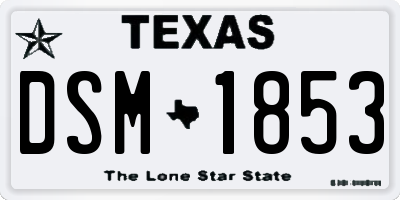 TX license plate DSM1853