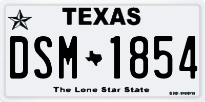 TX license plate DSM1854