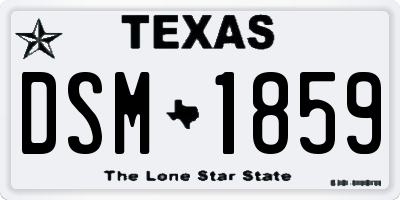 TX license plate DSM1859