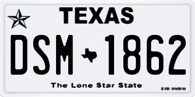 TX license plate DSM1862