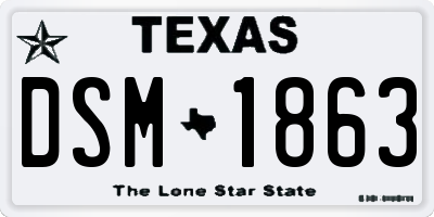 TX license plate DSM1863