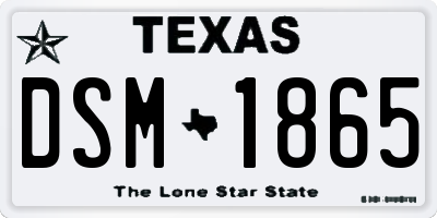 TX license plate DSM1865