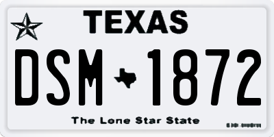 TX license plate DSM1872