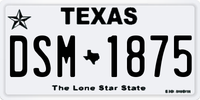 TX license plate DSM1875