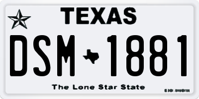 TX license plate DSM1881