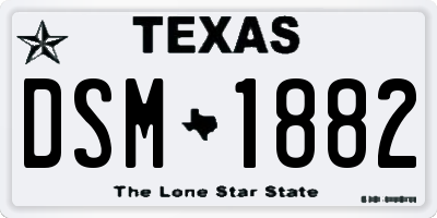 TX license plate DSM1882