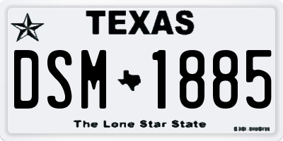 TX license plate DSM1885