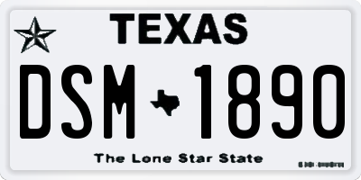 TX license plate DSM1890